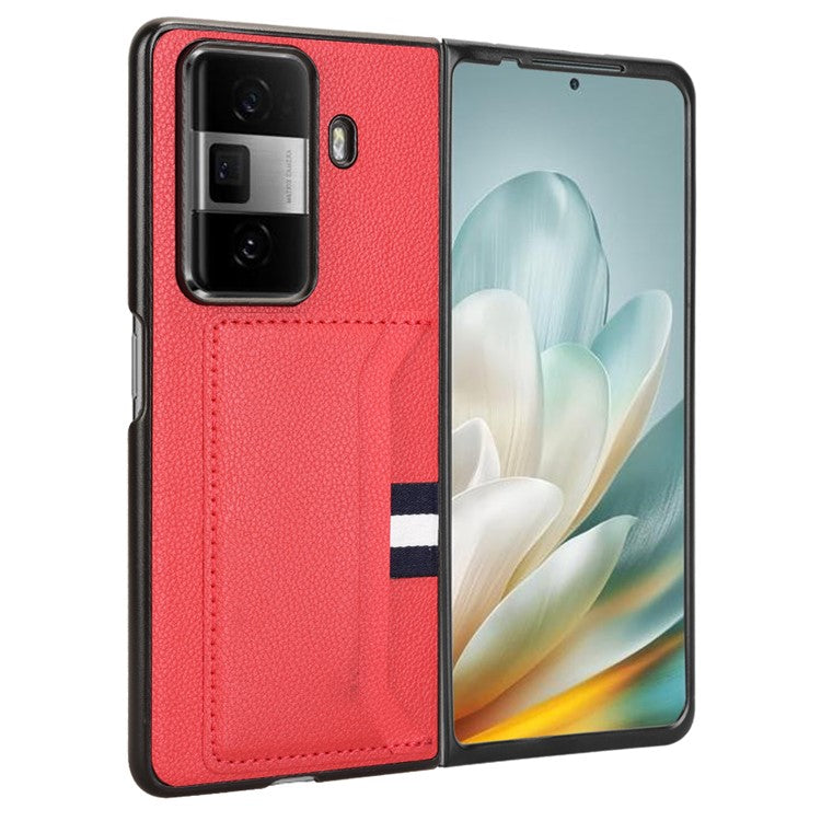 For Honor Magic Vs3 5G Case Card Holder Litchi Texture Leather+PC Folding Phone Cover - Red