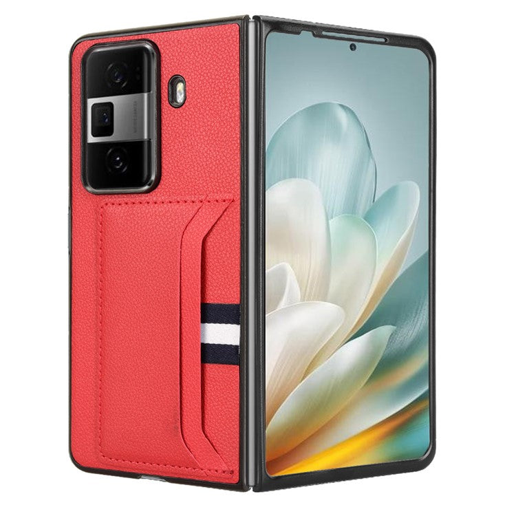 For Honor Magic Vs3 5G Case Card Holder Litchi Texture Leather+PC Folding Phone Cover - Red