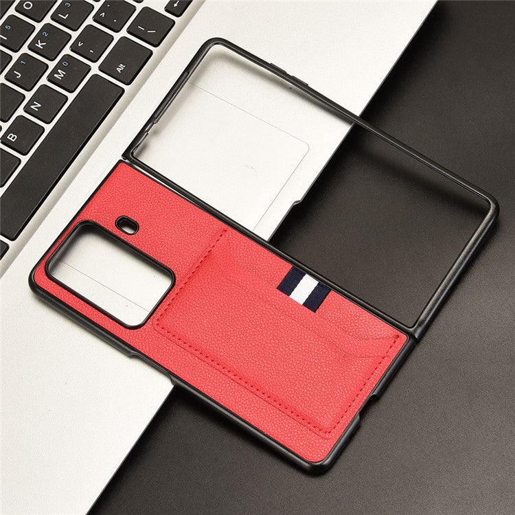 For Honor Magic Vs3 5G Case Card Holder Litchi Texture Leather+PC Folding Phone Cover - Red