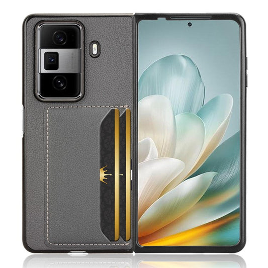 For Honor Magic Vs3 5G Case Card Holder Litchi Texture Leather+PC Folding Phone Cover - Grey