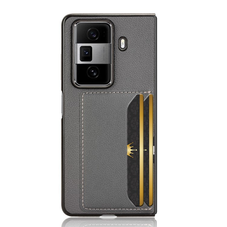 For Honor Magic Vs3 5G Case Card Holder Litchi Texture Leather+PC Folding Phone Cover - Grey