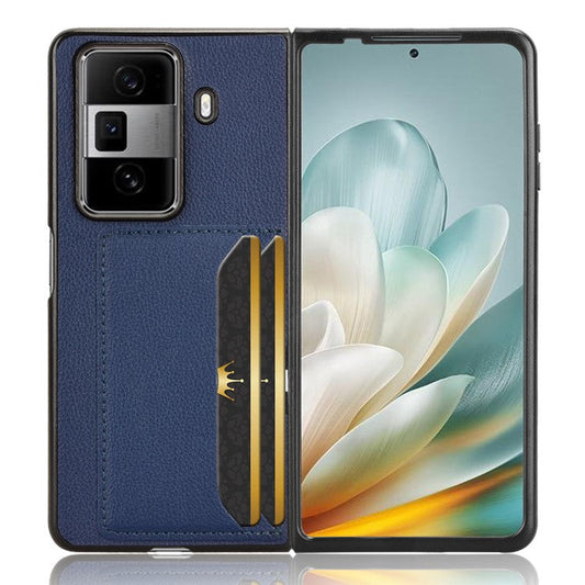 For Honor Magic Vs3 5G Case Card Holder Litchi Texture Leather+PC Folding Phone Cover - Blue