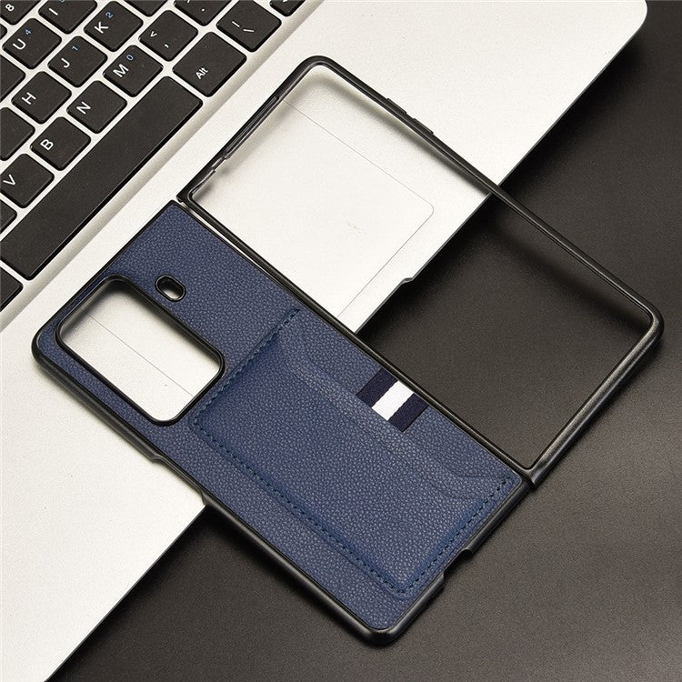 For Honor Magic Vs3 5G Case Card Holder Litchi Texture Leather+PC Folding Phone Cover - Blue