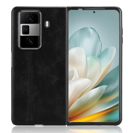 For Honor Magic Vs3 5G Case Cowhide Texture Leather+PC Phone Cover Stitching Lines - Black