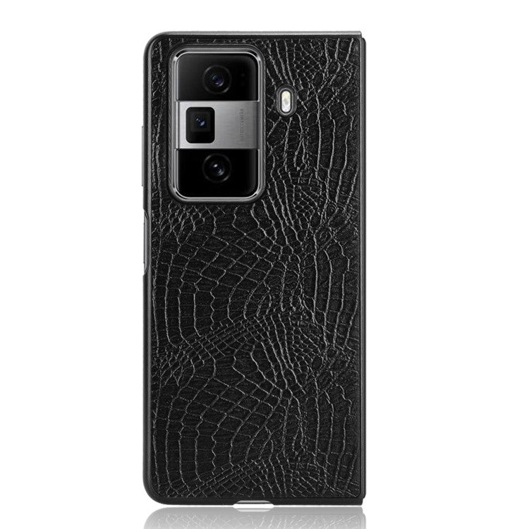 For Honor Magic Vs3 5G Case Crocodile Texture Leather Coated Hard PC Phone Cover - Black