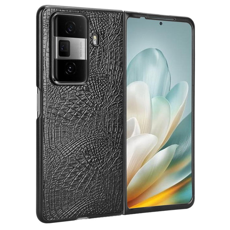 For Honor Magic Vs3 5G Case Crocodile Texture Leather Coated Hard PC Phone Cover - Black