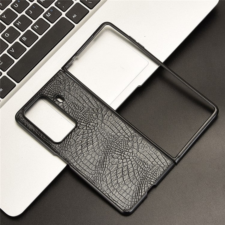 For Honor Magic Vs3 5G Case Crocodile Texture Leather Coated Hard PC Phone Cover - Black