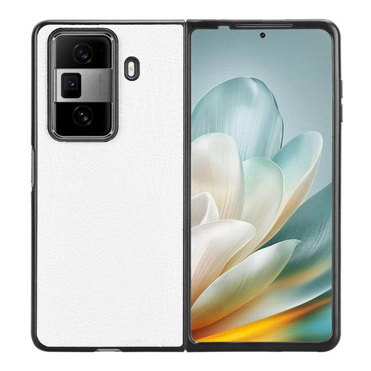 For Honor Magic Vs3 5G Case Crocodile Texture Leather Coated Hard PC Phone Cover - White