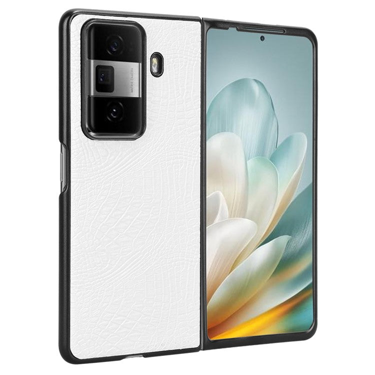 For Honor Magic Vs3 5G Case Crocodile Texture Leather Coated Hard PC Phone Cover - White