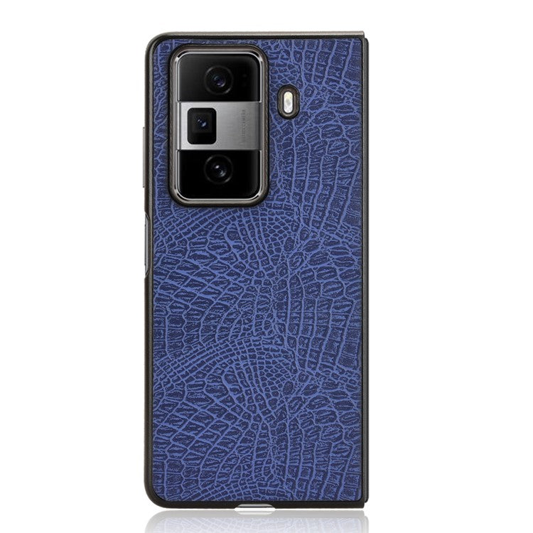 For Honor Magic Vs3 5G Case Crocodile Texture Leather Coated Hard PC Phone Cover - Blue