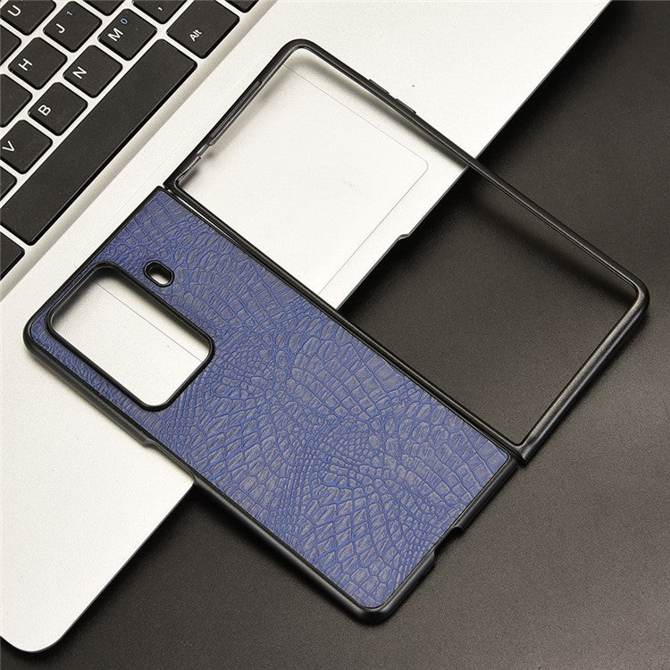 For Honor Magic Vs3 5G Case Crocodile Texture Leather Coated Hard PC Phone Cover - Blue