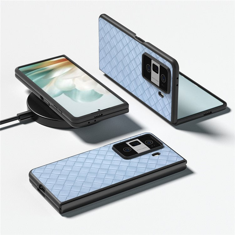 For Honor Magic Vs3 5G Case Woven Texture PU Leather Coated PC Mobile Phone Cover - Baby Blue