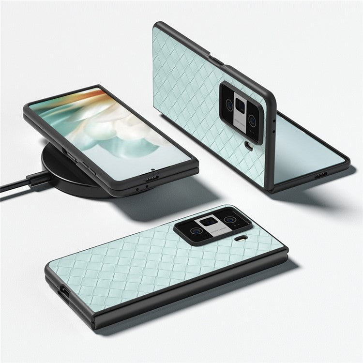 For Honor Magic Vs3 5G Case Woven Texture PU Leather Coated PC Mobile Phone Cover - Light Green