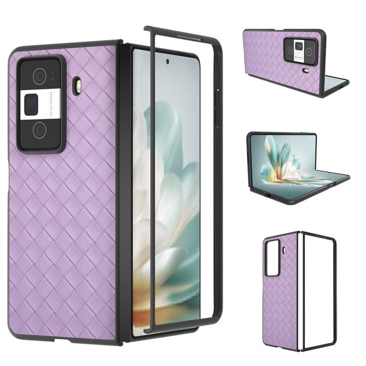 For Honor Magic Vs3 5G Case Woven Texture PU Leather Coated PC Mobile Phone Cover - Purple