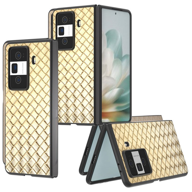 For Honor Magic Vs3 5G Case Woven Texture PU Leather Coated PC Mobile Phone Cover - Gold
