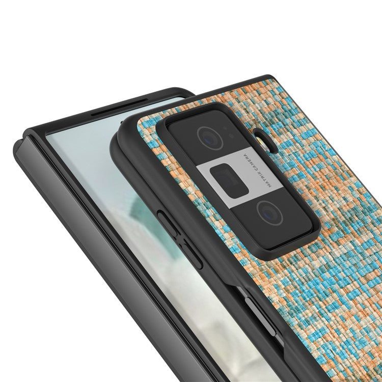 For Honor Magic Vs3 5G Case Leather+PC Phone Cover Plaid Texture - Blue