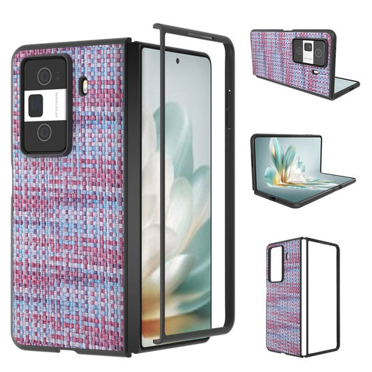 For Honor Magic Vs3 5G Case Leather+PC Phone Cover Plaid Texture - Purple