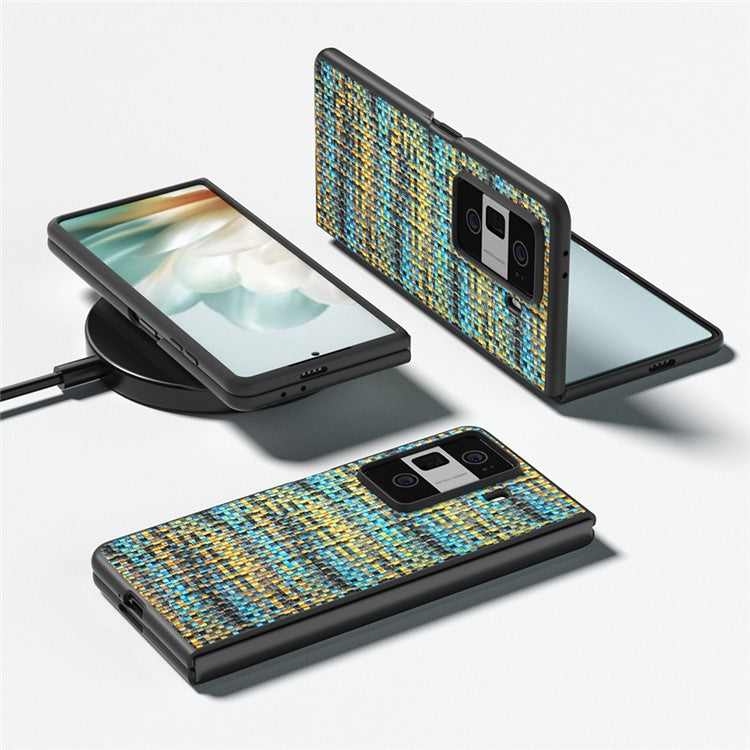 For Honor Magic Vs3 5G Case Leather+PC Phone Cover Plaid Texture - Gold