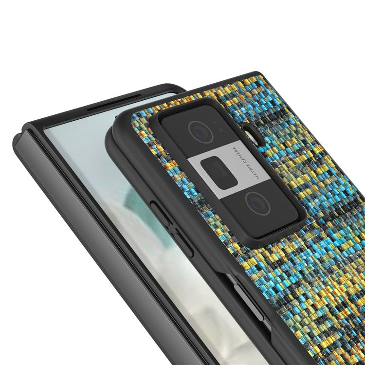 For Honor Magic Vs3 5G Case Leather+PC Phone Cover Plaid Texture - Gold