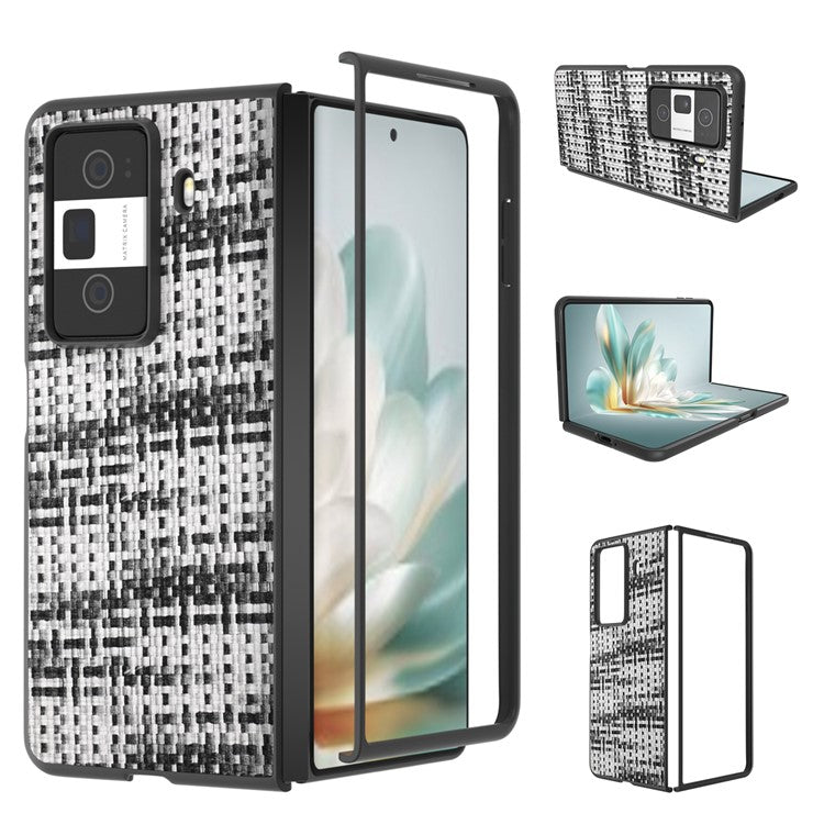 For Honor Magic Vs3 5G Case Leather+PC Phone Cover Plaid Texture - Black+White