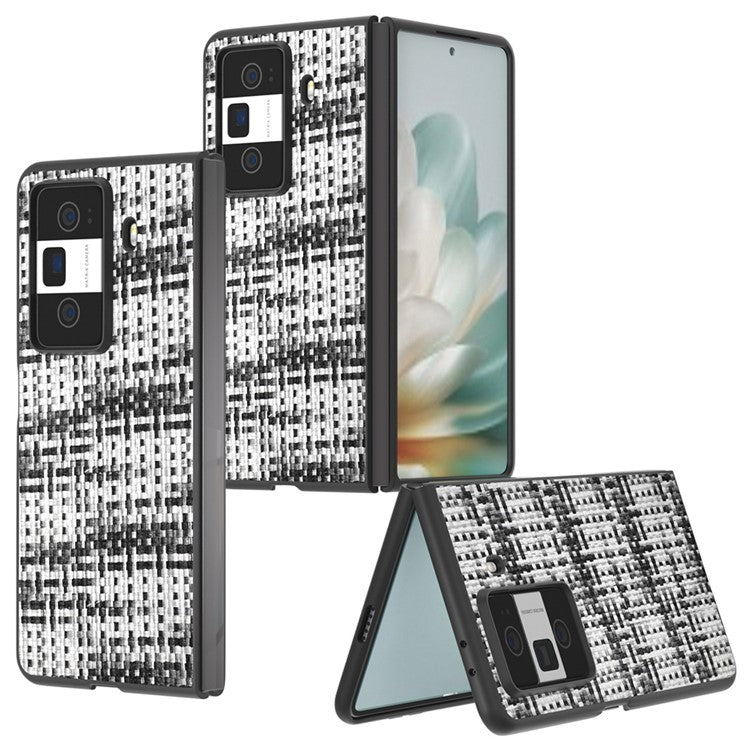 For Honor Magic Vs3 5G Case Leather+PC Phone Cover Plaid Texture - Black+White