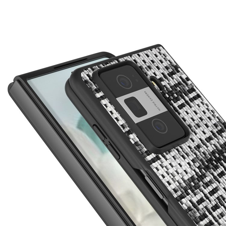 For Honor Magic Vs3 5G Case Leather+PC Phone Cover Plaid Texture - Black+White