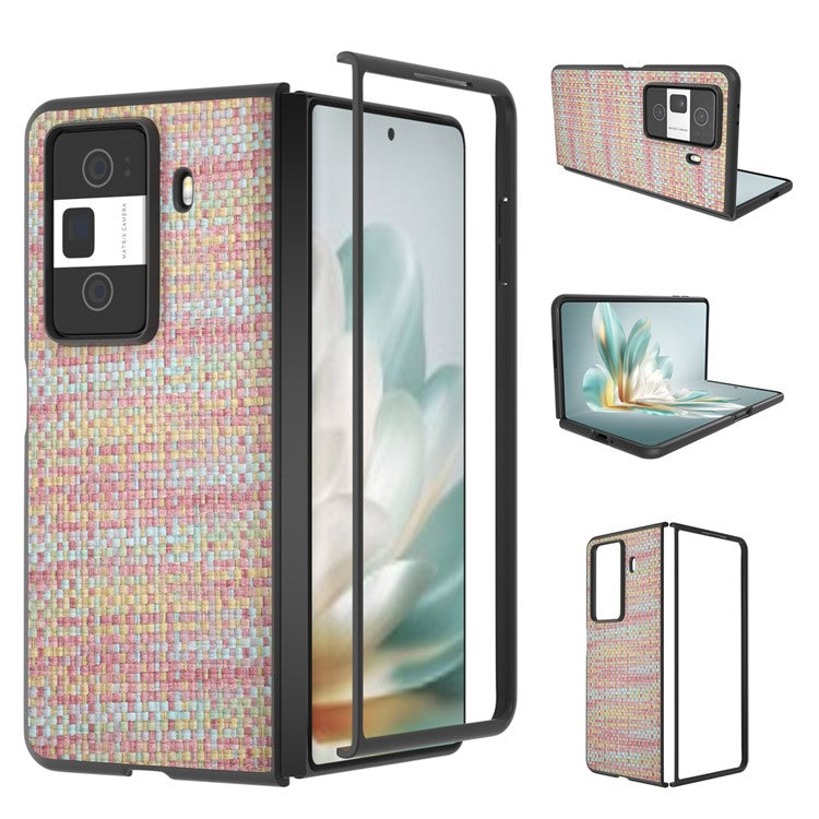 For Honor Magic Vs3 5G Case Leather+PC Phone Cover Plaid Texture - Pink