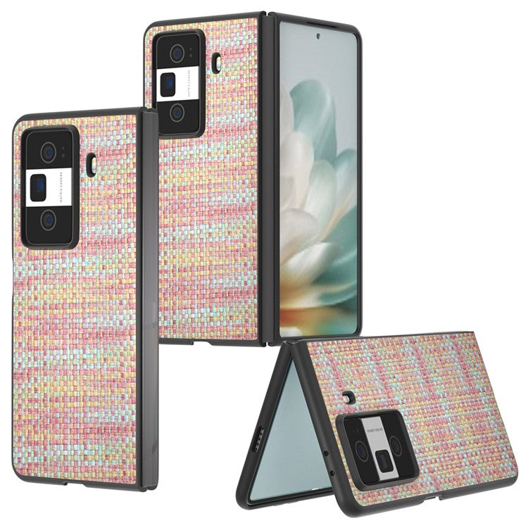 For Honor Magic Vs3 5G Case Leather+PC Phone Cover Plaid Texture - Pink