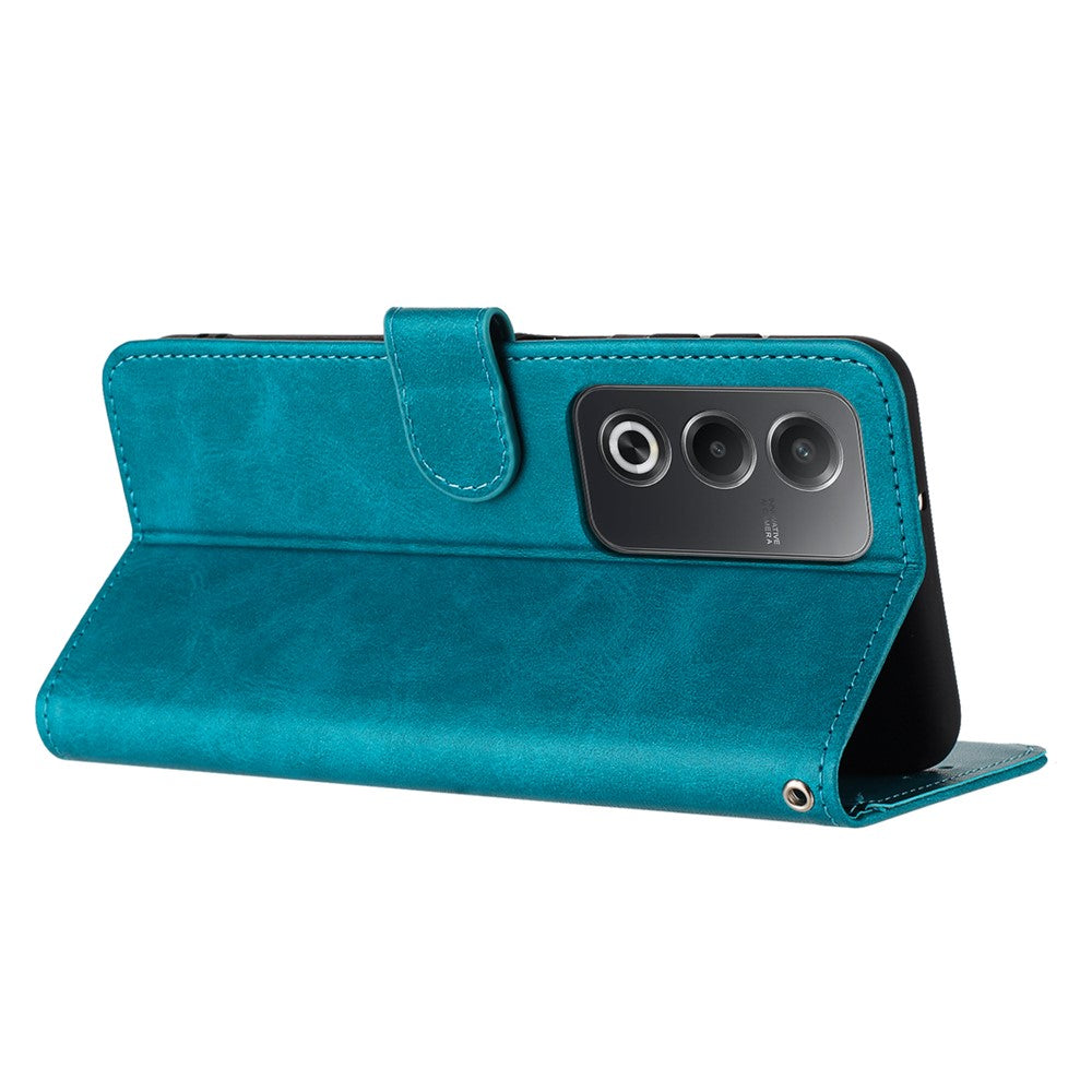 For Oppo K12x 5G (India) / A3 Pro (India) 5G / (Global) 5G Case Flip Stand PU Leather Wallet Phone Cover Calf Texture - Green