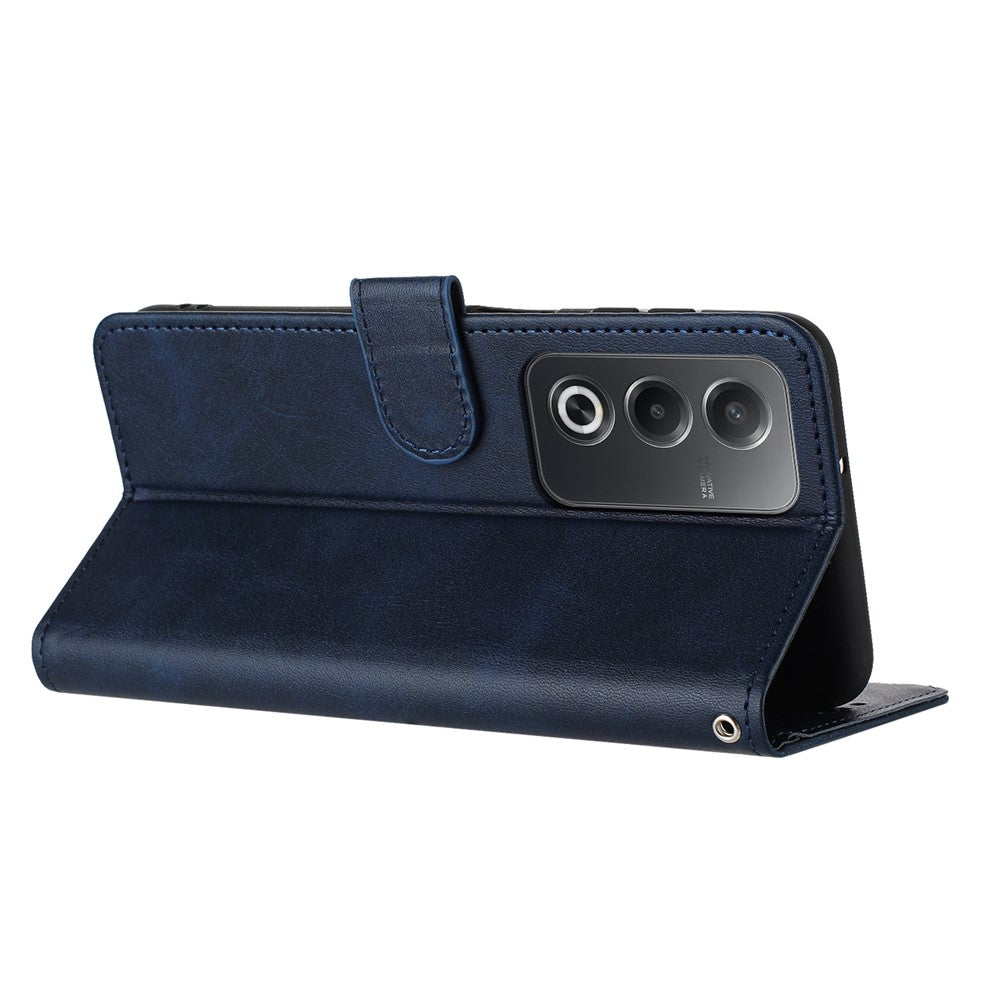 For Oppo K12x 5G (India) / A3 Pro (India) 5G / (Global) 5G Case Flip Stand PU Leather Wallet Phone Cover Calf Texture - Sapphire