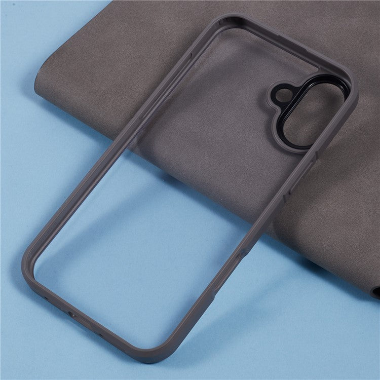X-LEVEL For iPhone 16 Case Acrylic+Silicone Anti-Scratch Clear Back Phone Cover - Grey