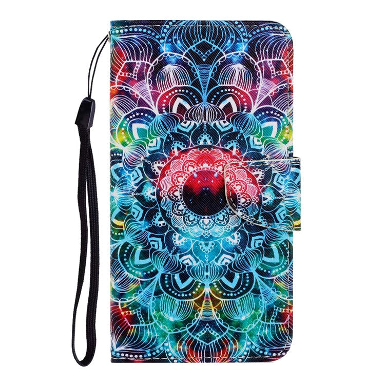 For iPhone 16 Case Pattern Printing Protective Leather Folio Phone Cover - Mandala