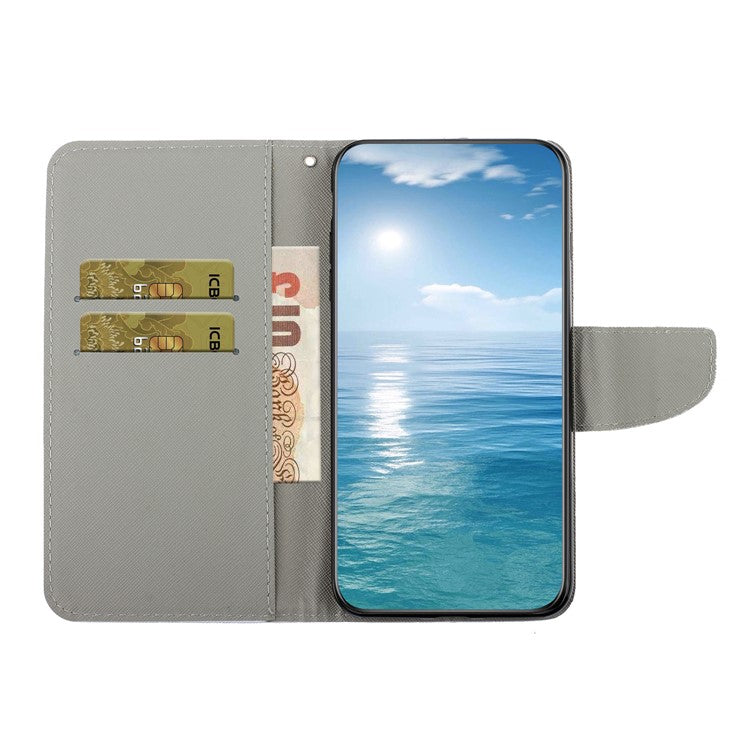 For iPhone 16 Case Pattern Printing Protective Leather Folio Phone Cover - Glowing Butterfly