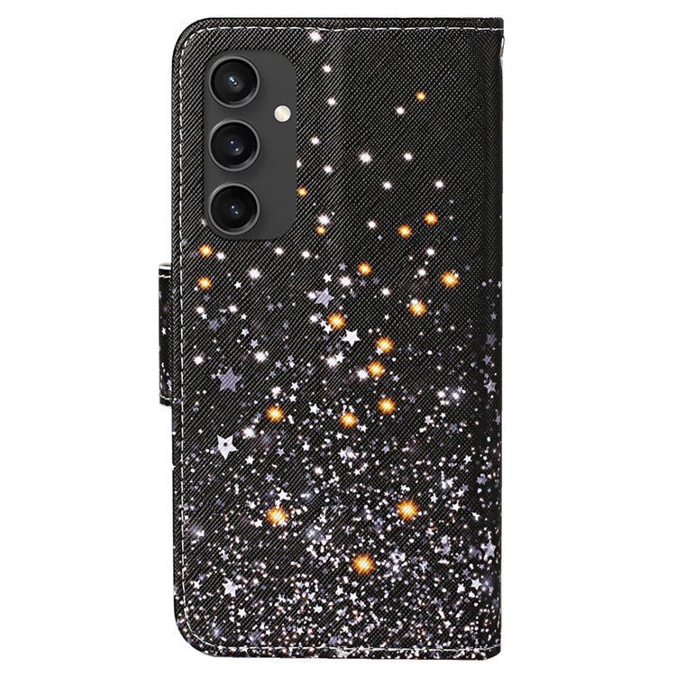 For Samsung Galaxy S24 FE Case Pattern Printing Protective Leather Folio Phone Cover - Black Pentagram
