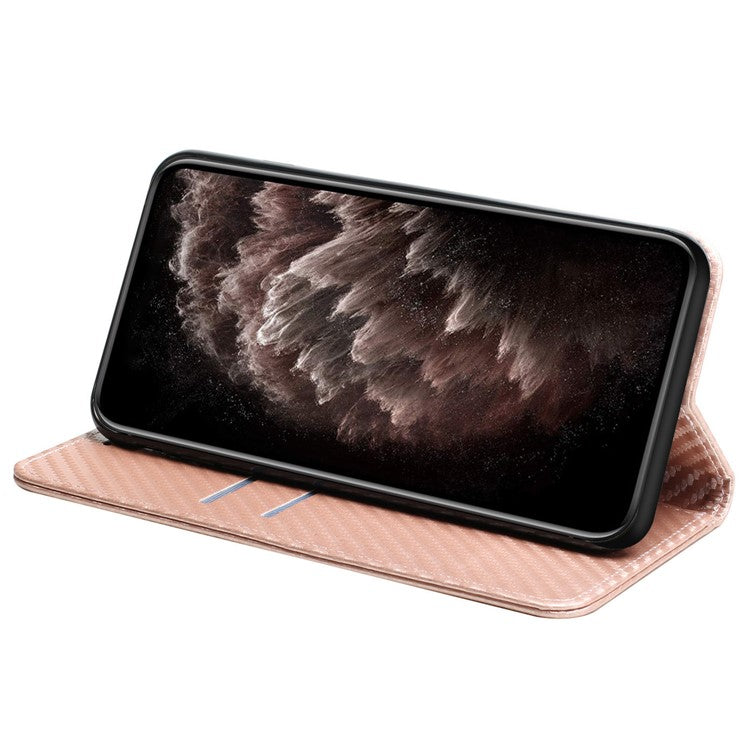 For iPhone 16 Case Leather Flip Phone Cover Stand Strong Magnetic Closure - Rose Gold