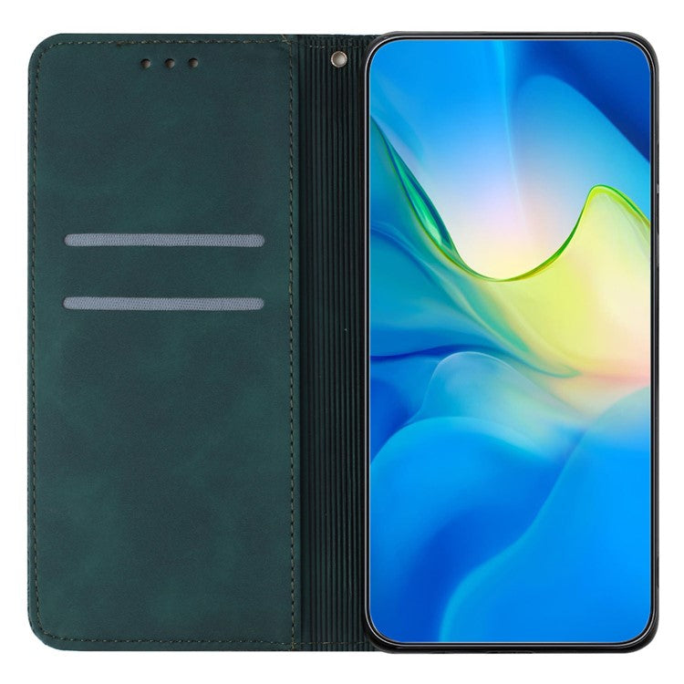 For iPhone 16 Case Imprinted Flower Wallet Stand Leather Phone Cover - Blue