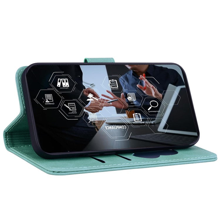 For Google Pixel 8a Case Wallet Cat Pattern Imprinted Leather Phone Cover - Green