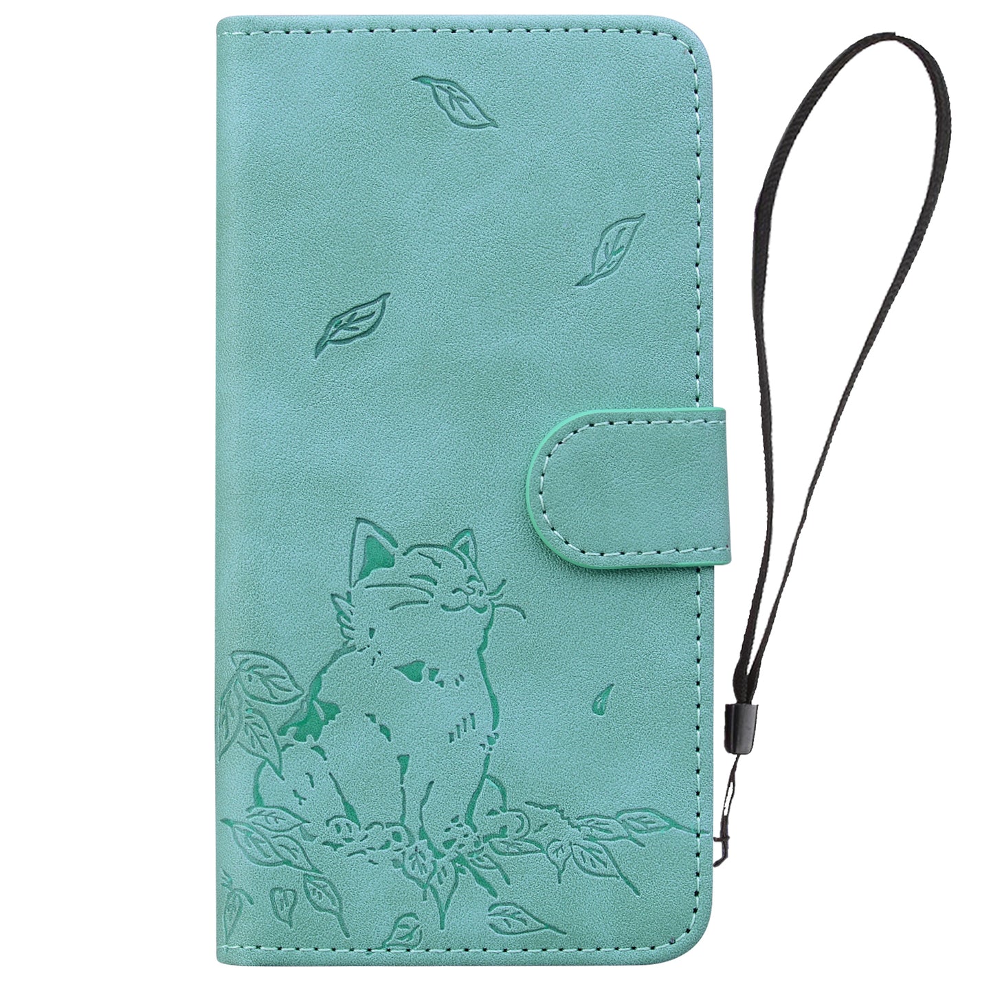 For Samsung Galaxy A16 5G / A16 4G Case Wallet Cat Pattern Imprinted Leather Phone Cover - Green