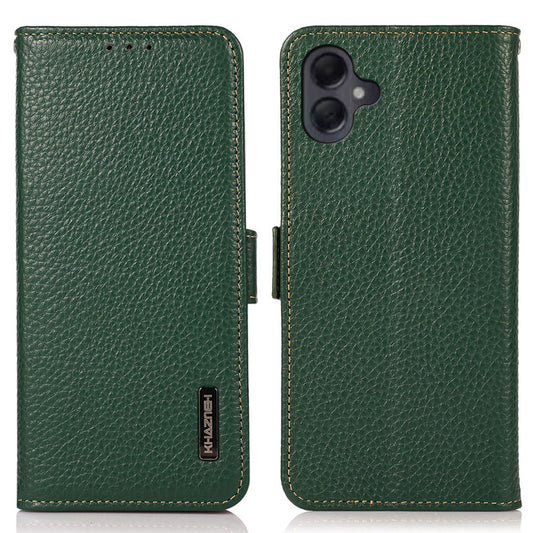 KHAZNEH For Samsung Galaxy A06 Phone Case Genuine Cow Leather Cover RFID Blocking - Green