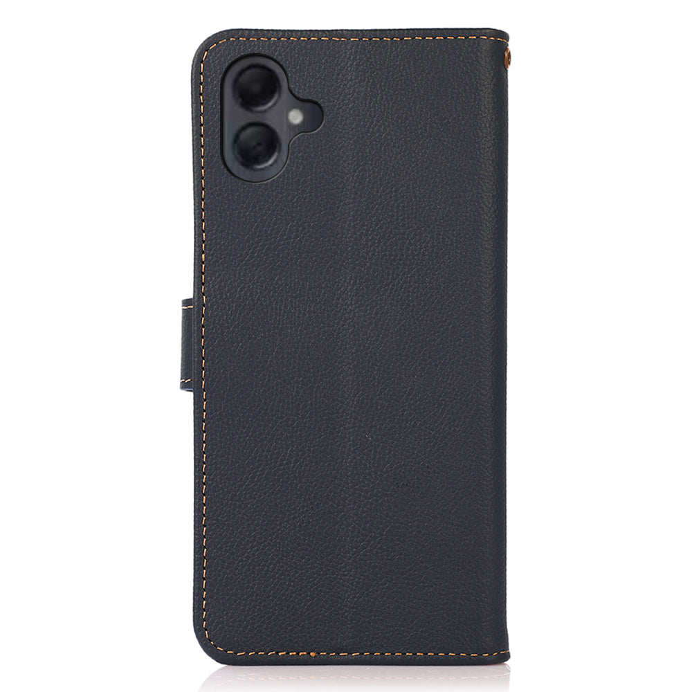 KHAZNEH For Samsung Galaxy A06 Case Genuine Cow Leather Wallet Phone Cover - Blue