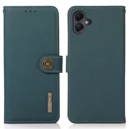 KHAZNEH For Samsung Galaxy A06 Case Genuine Cow Leather Wallet Phone Cover - Green