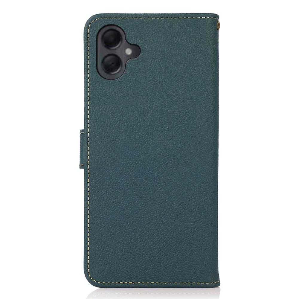 KHAZNEH For Samsung Galaxy A06 Case Genuine Cow Leather Wallet Phone Cover - Green