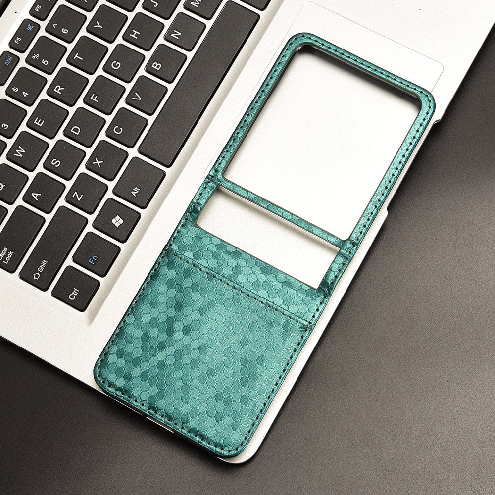 For Motorola Razr 50 Ultra 5G Phone Case with Card Holder Imprinted Dot Pattern Leather Phone Cover - Green