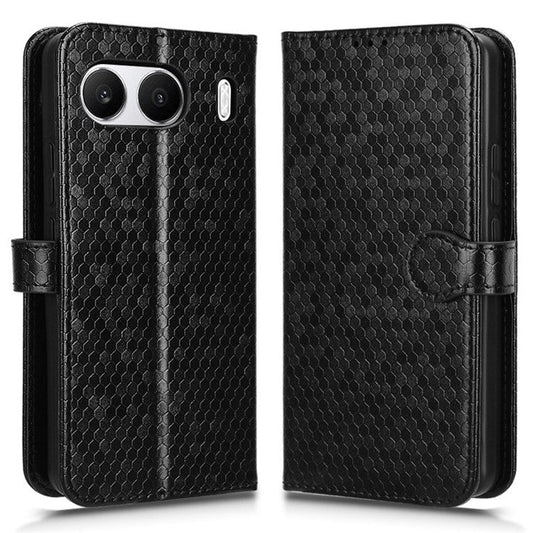 For OnePlus Nord 4 Wallet Case Dot Pattern Imprint PU Leather Phone Cover - Black