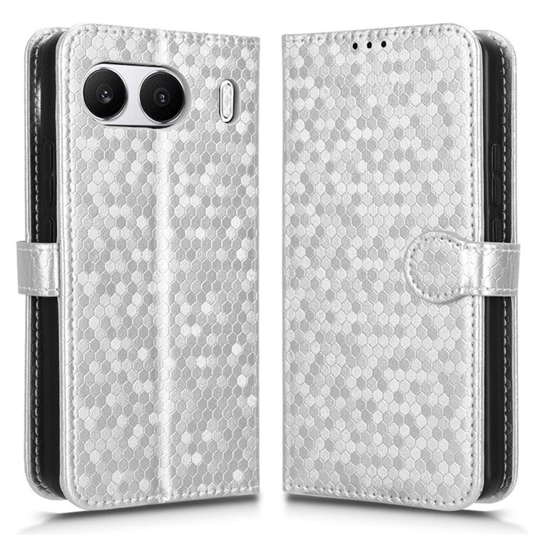 For OnePlus Nord 4 Wallet Case Dot Pattern Imprint PU Leather Phone Cover - Silver