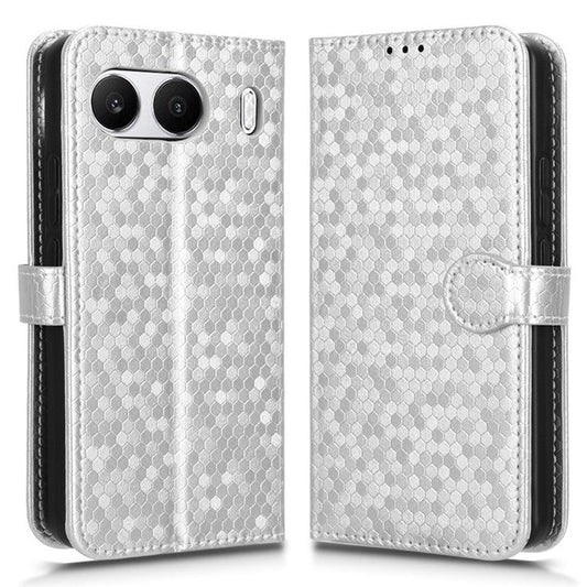 For OnePlus Nord 4 Wallet Case Dot Pattern Imprint PU Leather Phone Cover - Silver