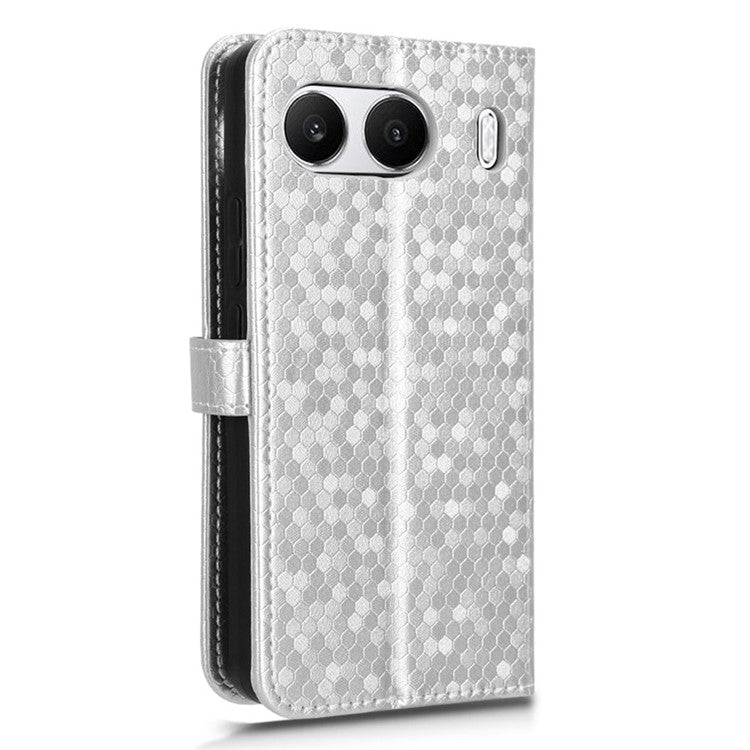 For OnePlus Nord 4 Wallet Case Dot Pattern Imprint PU Leather Phone Cover - Silver