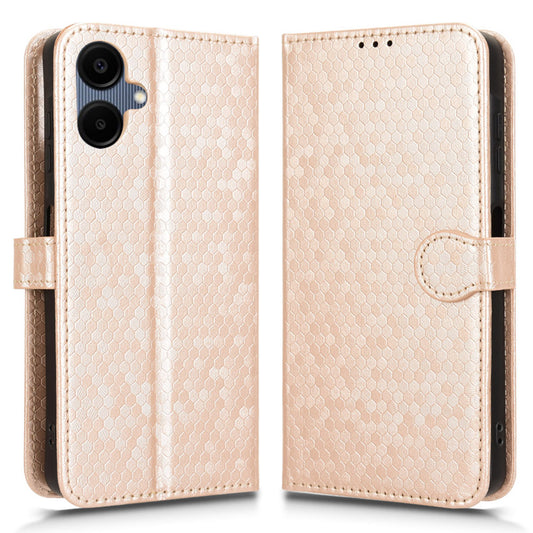 For Samsung Galaxy A06 Wallet Case Dot Pattern Imprint PU Leather Phone Cover - Rose Gold