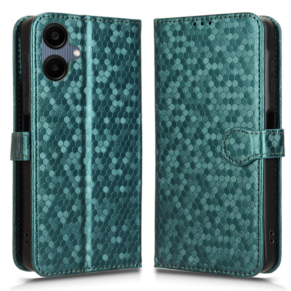 For Samsung Galaxy A06 Wallet Case Dot Pattern Imprint PU Leather Phone Cover - Green