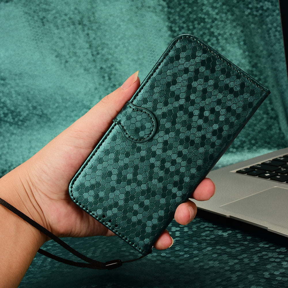 For Samsung Galaxy A06 Wallet Case Dot Pattern Imprint PU Leather Phone Cover - Green